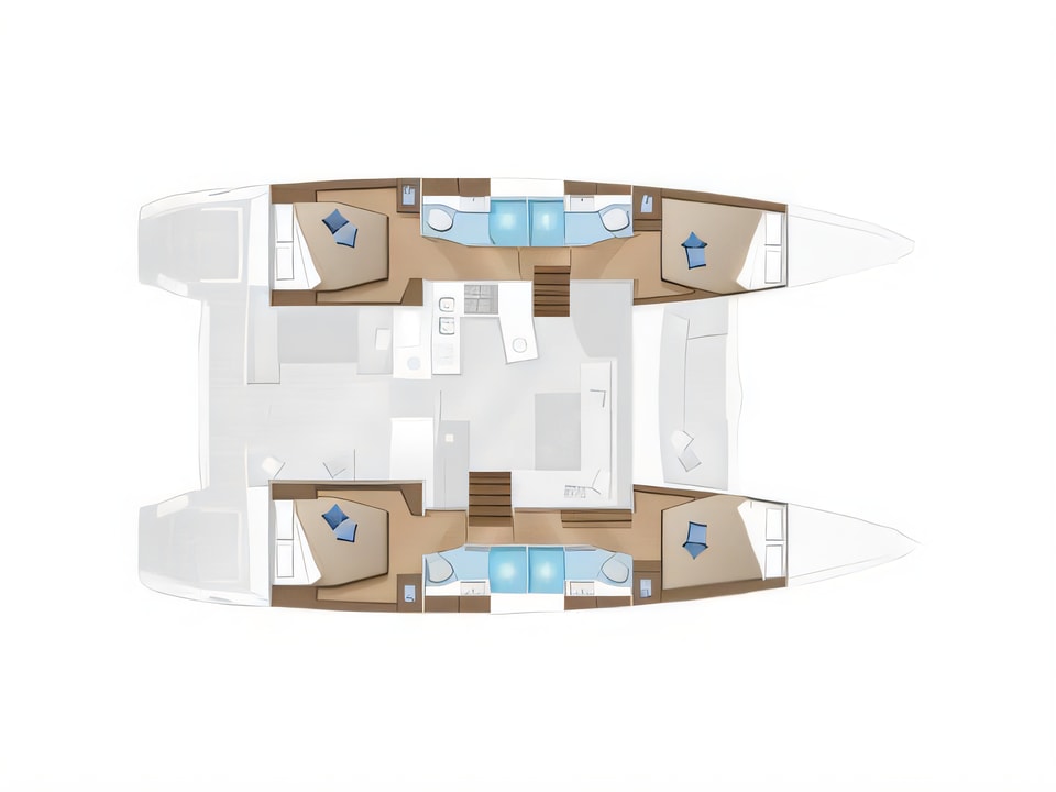 Lagoon 450 Flybridge yacht layout 6 cabins Croatia charter