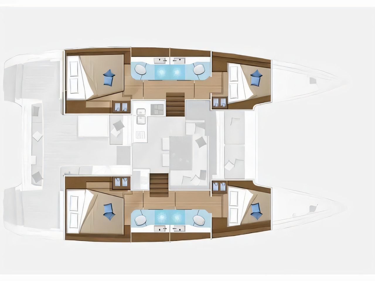 Interior of Lagoon 40 catamaran with 6 cabins Croatia yacht charter