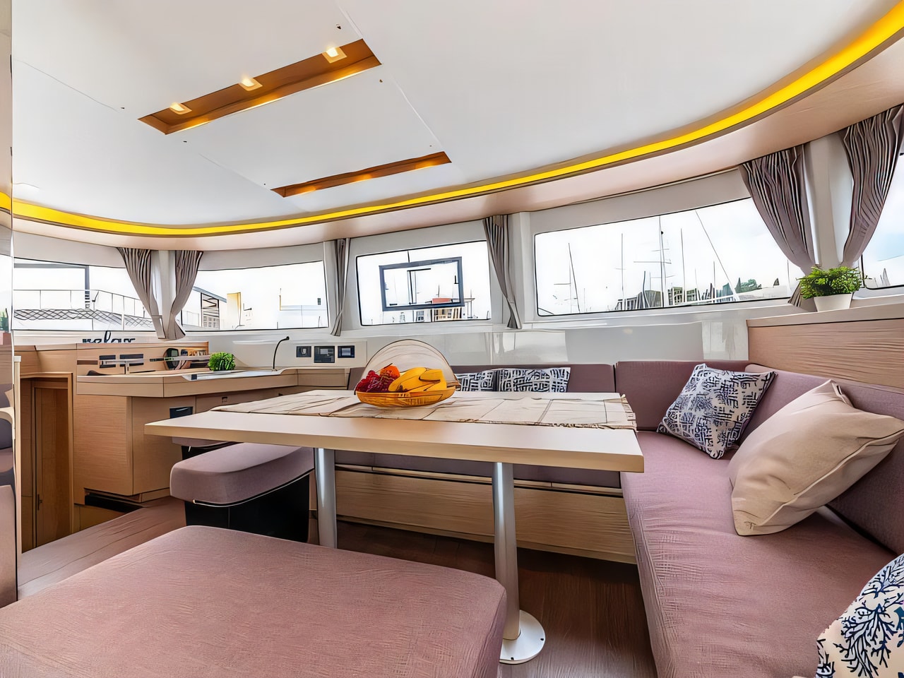Layout of Lagoon 46 catamaran with 6 cabins Croatia yacht charter