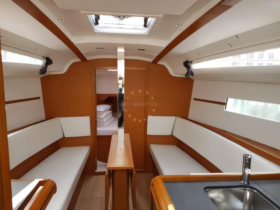 Interior of Sun Odyssey 349 sail boat with 3 cabins Croatia yacht charter
