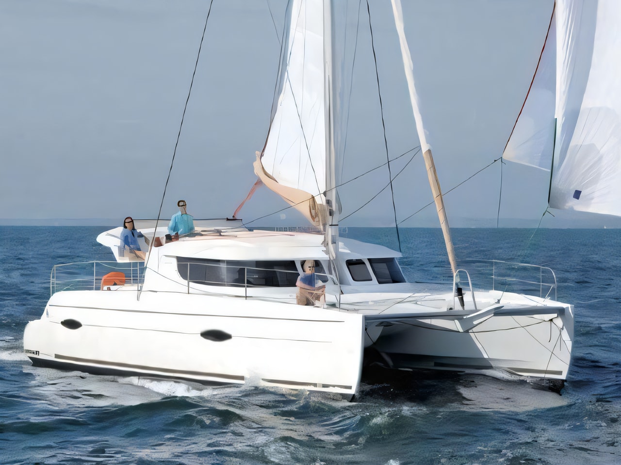 Exterior overview of Lipari 41 catamaran for charter from Krk Marina Punat in the Istria / Kvarner sailing area Croatia
