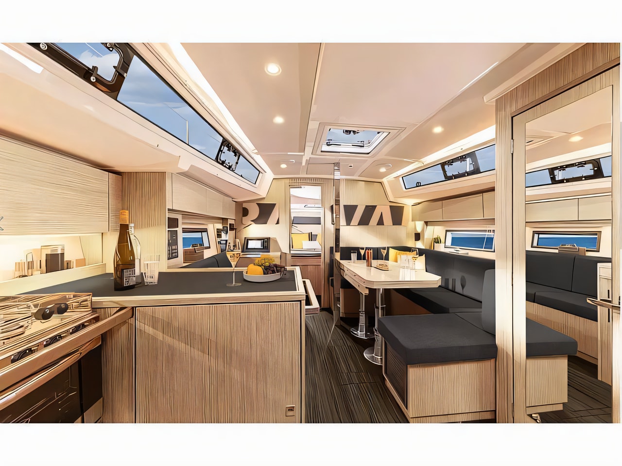 Layout of Bavaria C42 sail boat with 3 cabins Croatia yacht charter
