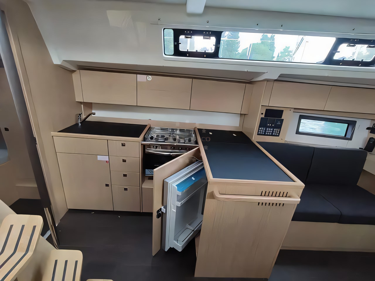 Layout of Bavaria C38 (2 heads) sail boat with 3 cabins Croatia yacht charter