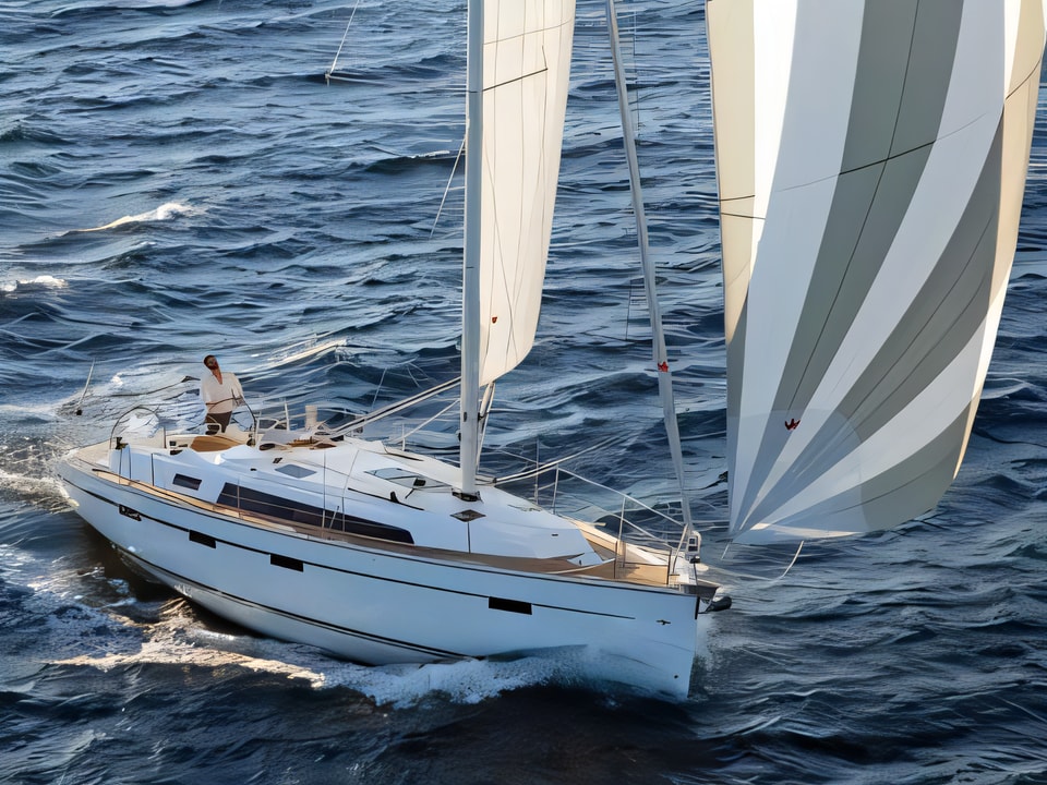 Exterior overview of Bavaria 41 Cruiser sail boat for charter from Sibenik Marina Mandalina in the Sibenik sailing area Croatia
