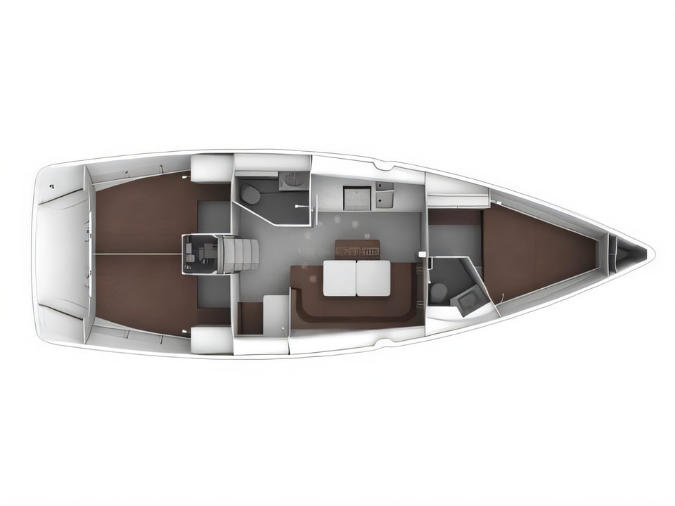 Layout of Bavaria 41 Cruiser sail boat with 3 cabins Croatia yacht charter