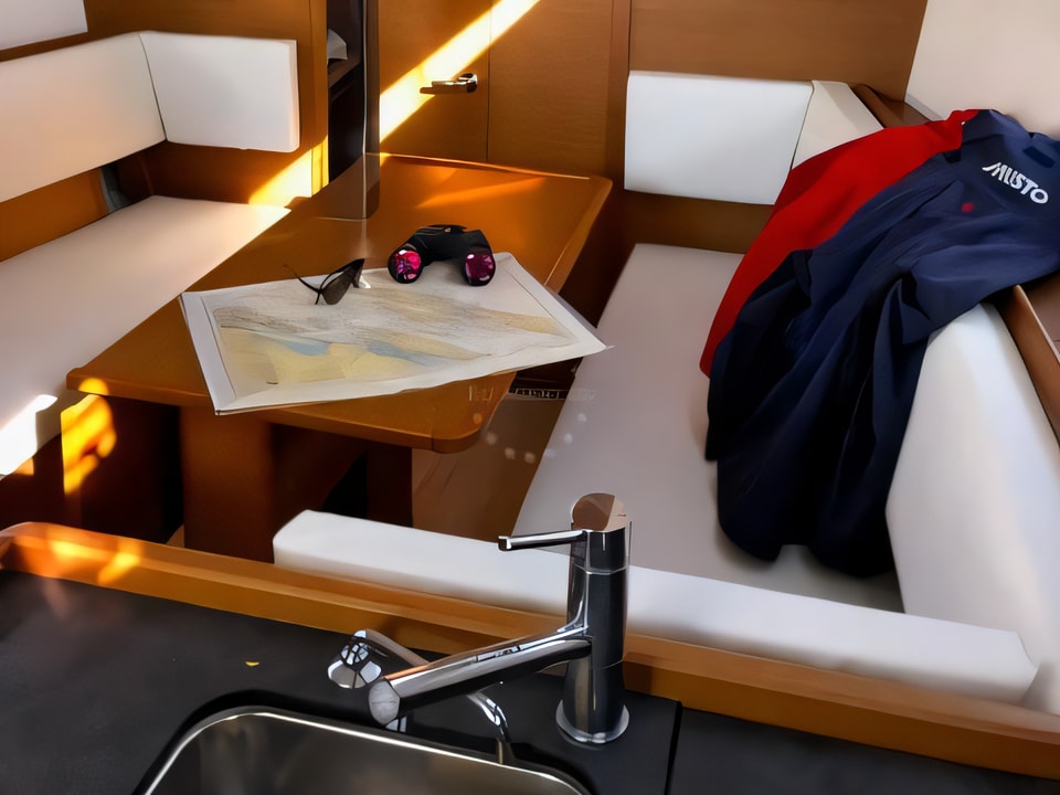 Interior of Sun Odyssey 349 sail boat with 3 cabins Croatia yacht charter