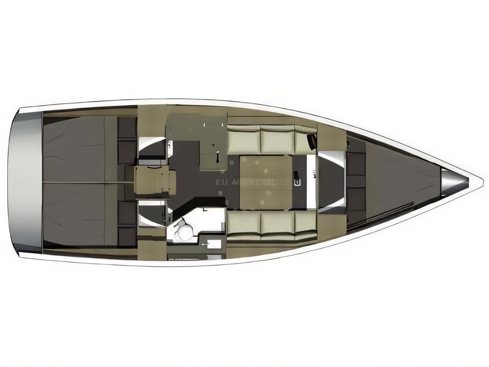 Layout of Dufour 350 GRANDLARGE sail boat with 3 cabins Croatia yacht charter