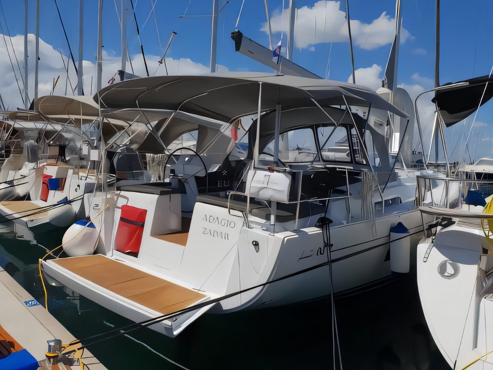 Exterior overview of Hanse 458 sail boat for charter from Biograd Kornati in the Zadar sailing area Croatia
