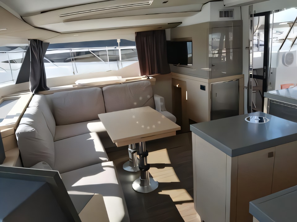 Interior of Saona 47 catamaran with 5 cabins Croatia yacht charter