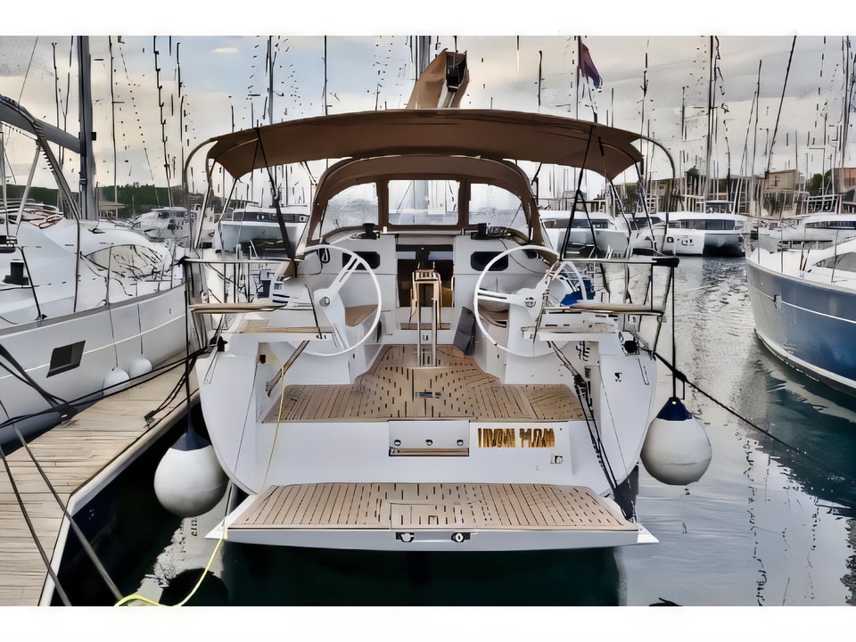 Exterior overview of Elan 40 Impression sail boat for charter from Sibenik Marina Mandalina in the Sibenik sailing area Croatia