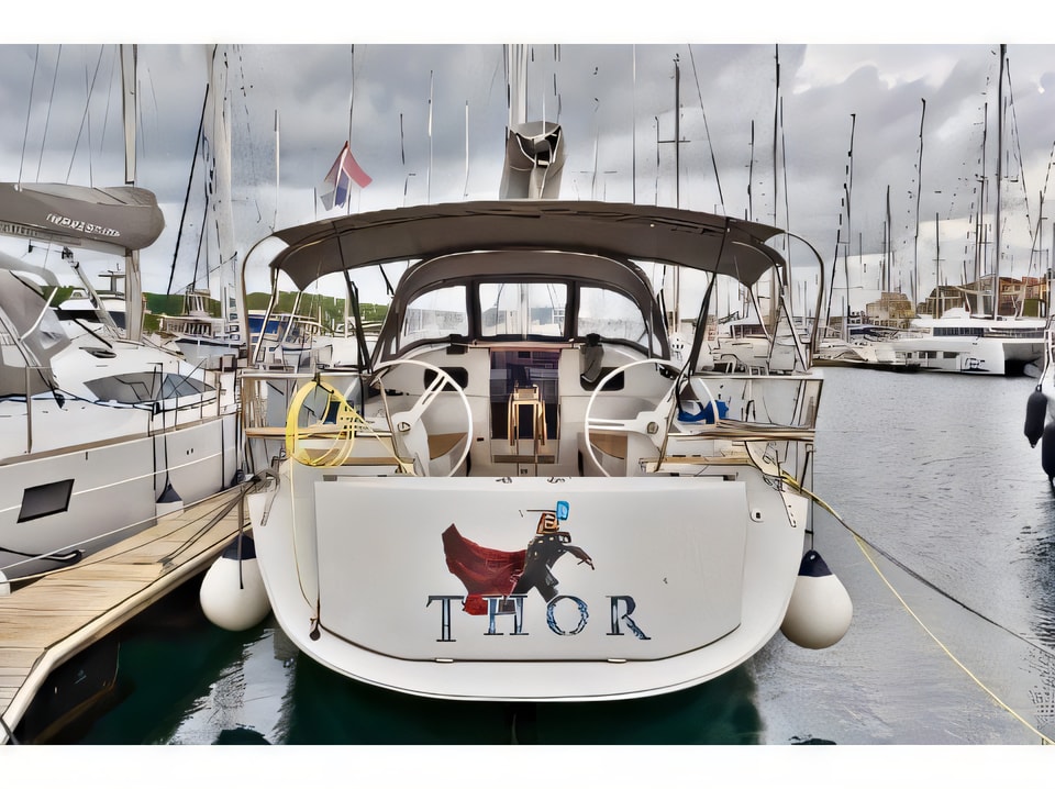 Exterior overview of Elan 40 Impression sail boat for charter from Sibenik Marina Mandalina in the Sibenik sailing area Croatia