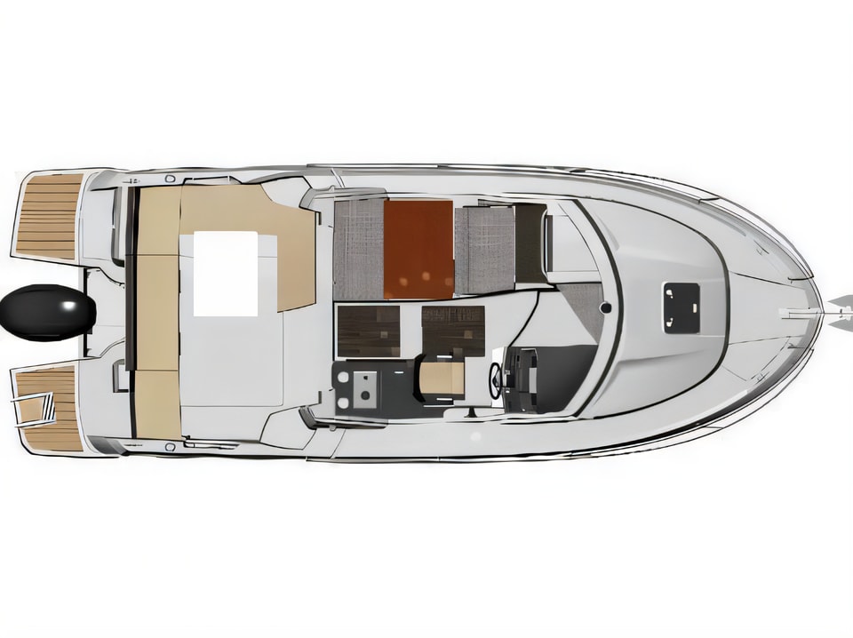 Layout of Merry Fisher 795 motor boat with 1 cabins Croatia yacht charter