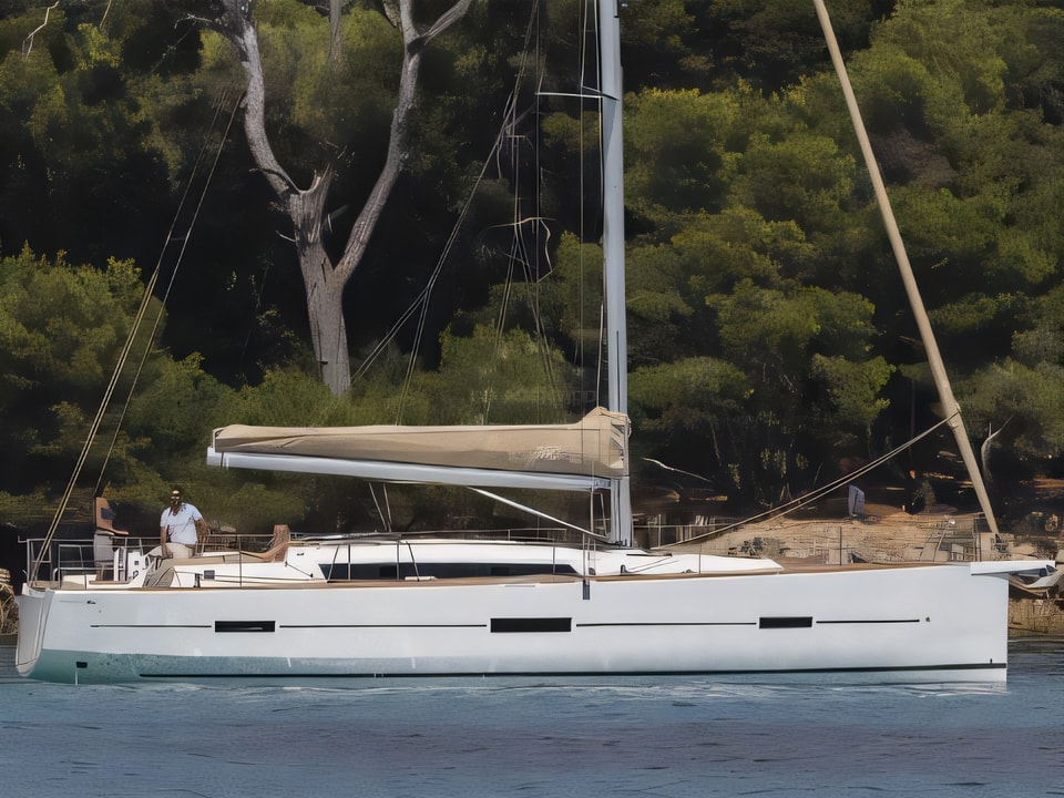 Exterior overview of Dufour 460 Grand Large sail boat for charter from Zaton Sibenski in the Sibenik sailing area Croatia