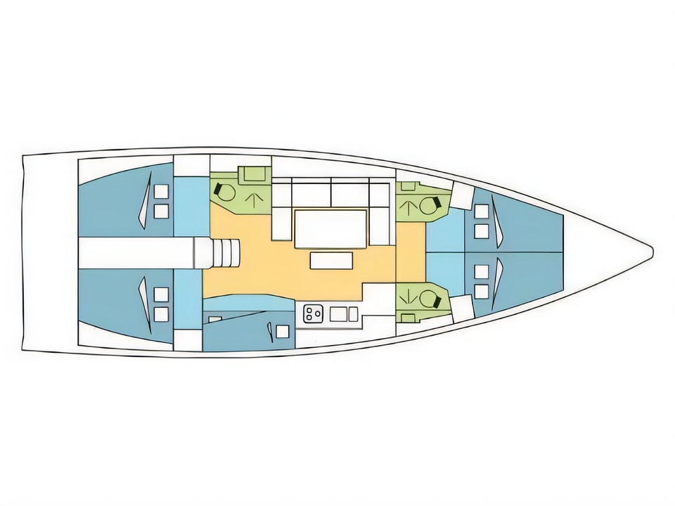 Layout of Dufour 460 Grand Large sail boat with 5 cabins Croatia yacht charter