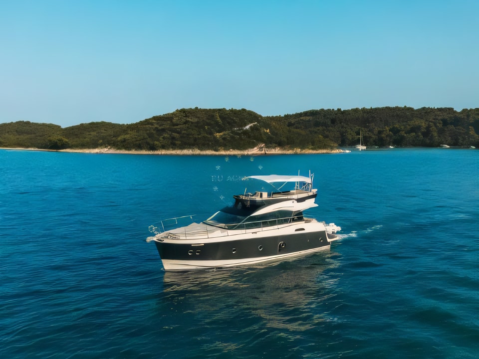 Exterior overview of Monte Carlo 5 motoryacht for charter from Seget Donji Marina Baotic in the Split sailing area Croatia