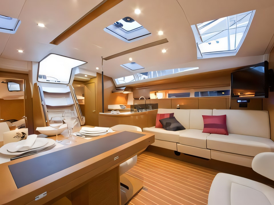 Interior of Jeanneau 53 sail boat with 5 cabins Croatia yacht charter