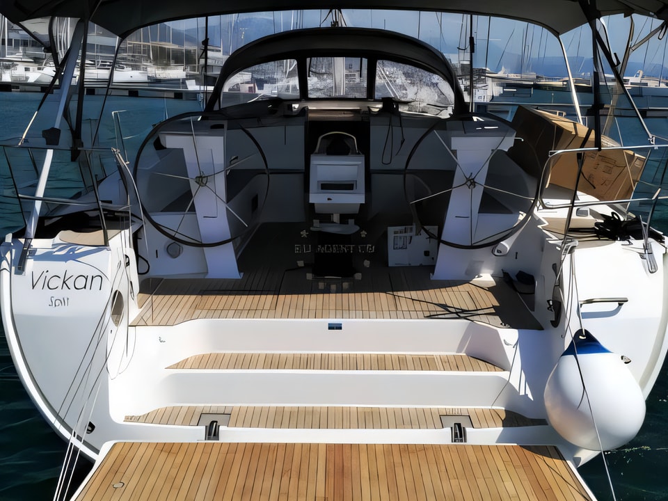 Exterior overview of Bavaria Cruiser 51 sail boat for charter from Kastela Gomilica Marina in the Sibenik sailing area Croatia