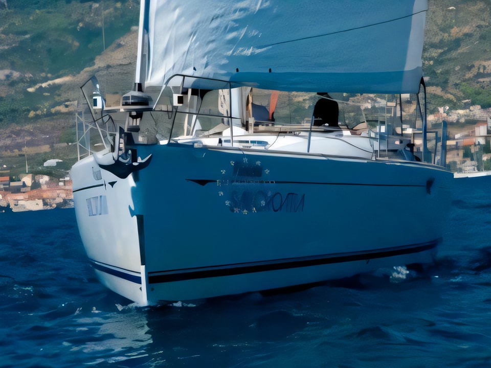 Exterior overview of Sun Odyssey 49 sail boat for charter from Kastela Gomilica Marina in the Sibenik sailing area Croatia