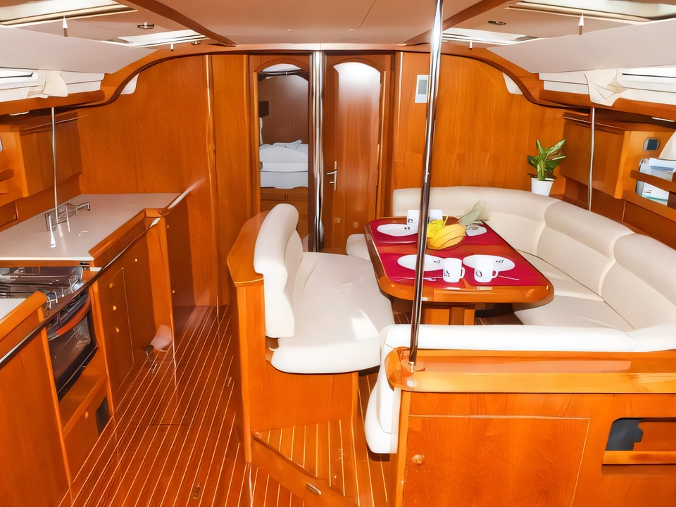 Interior of Sun Odyssey 49 sail boat with 4 cabins Croatia yacht charter