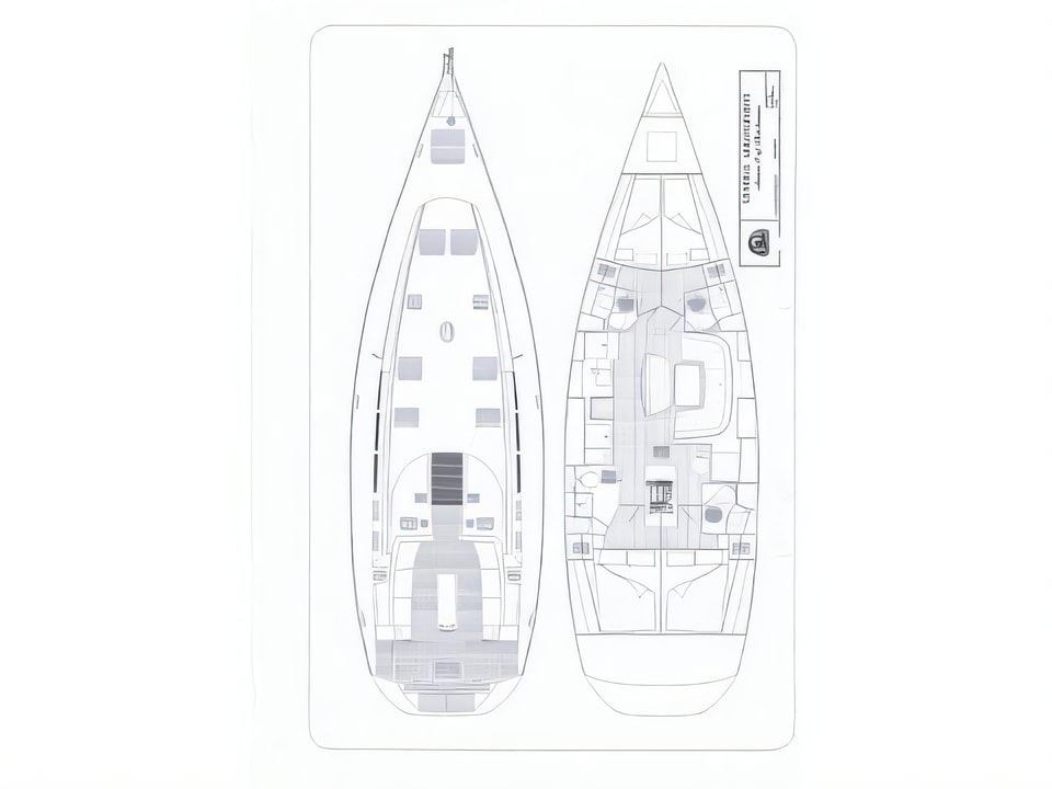 Layout of Sun Odyssey 49 sail boat with 4 cabins Croatia yacht charter