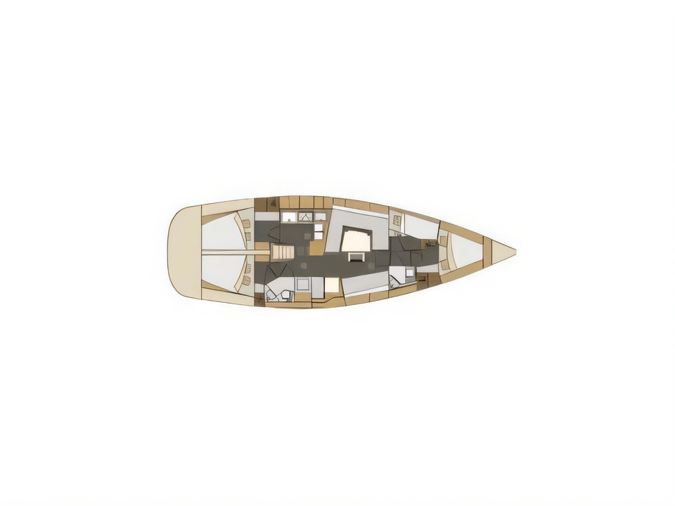 Layout of Elan 45 Impression sail boat with 4 cabins Croatia yacht charter
