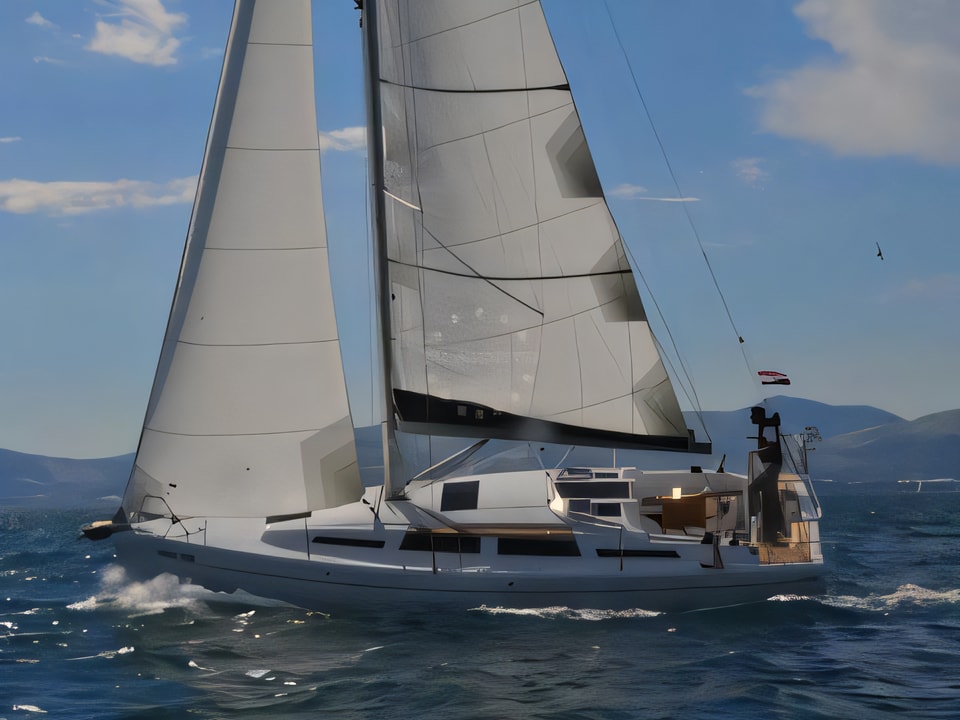 Exterior overview of Hanse 345 sail boat for charter from Kastela Gomilica Marina in the Split sailing area Croatia
