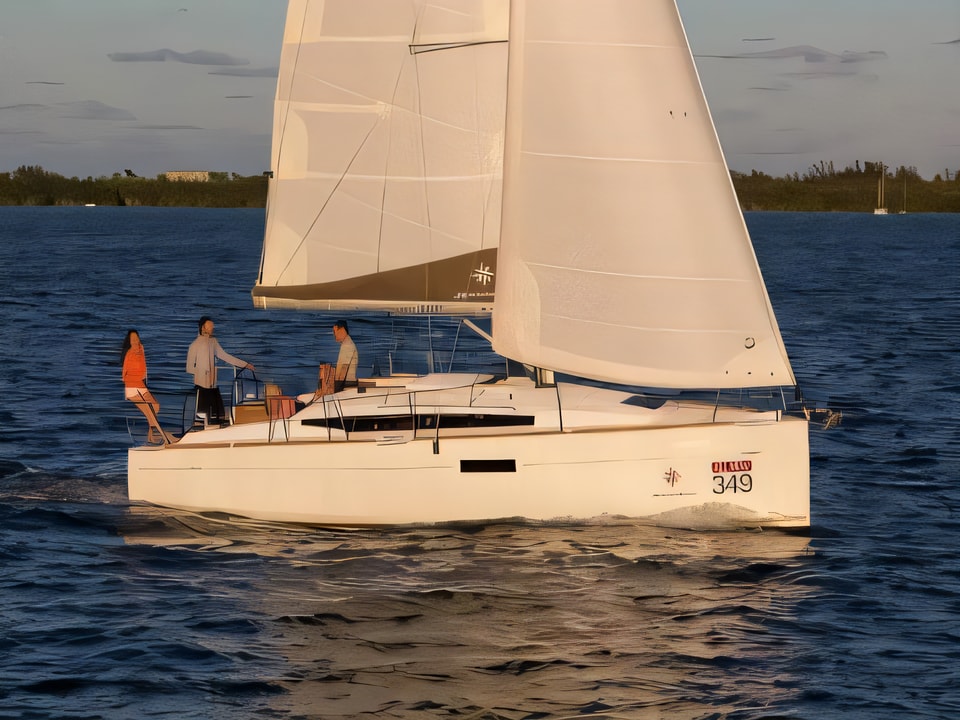 Exterior overview of Sun Odyssey 349 sail boat for charter from Split ACI Marina in the Split sailing area Croatia