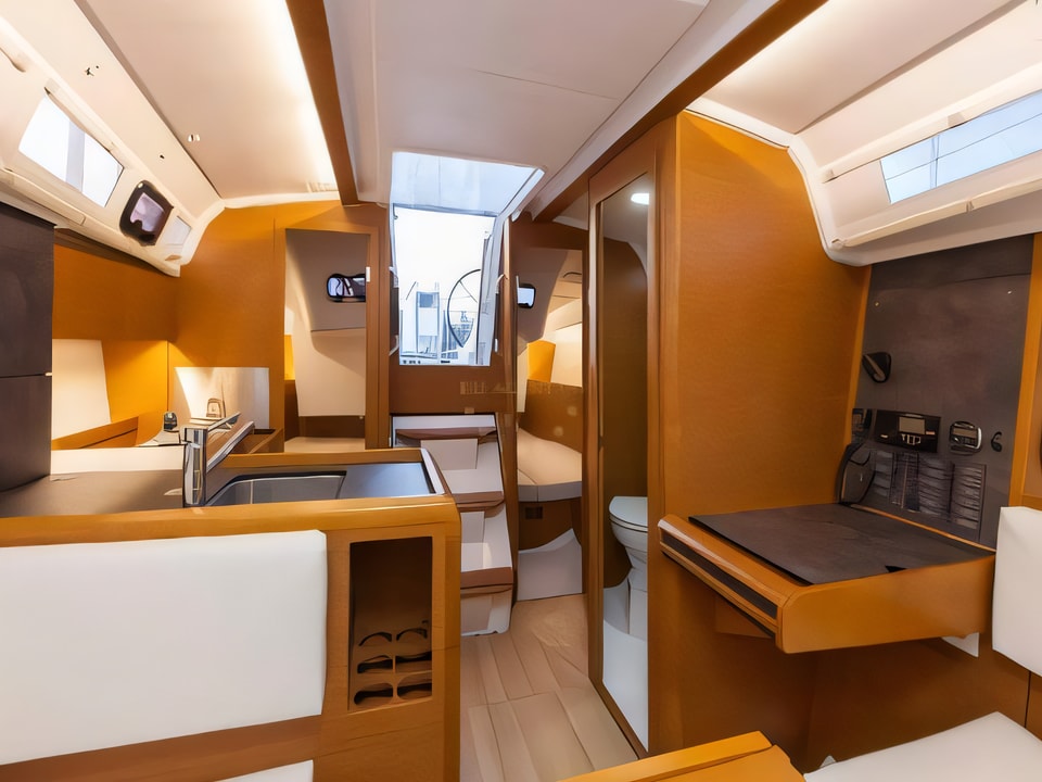 Interior of Sun Odyssey 349 sail boat with 3 cabins Croatia yacht charter