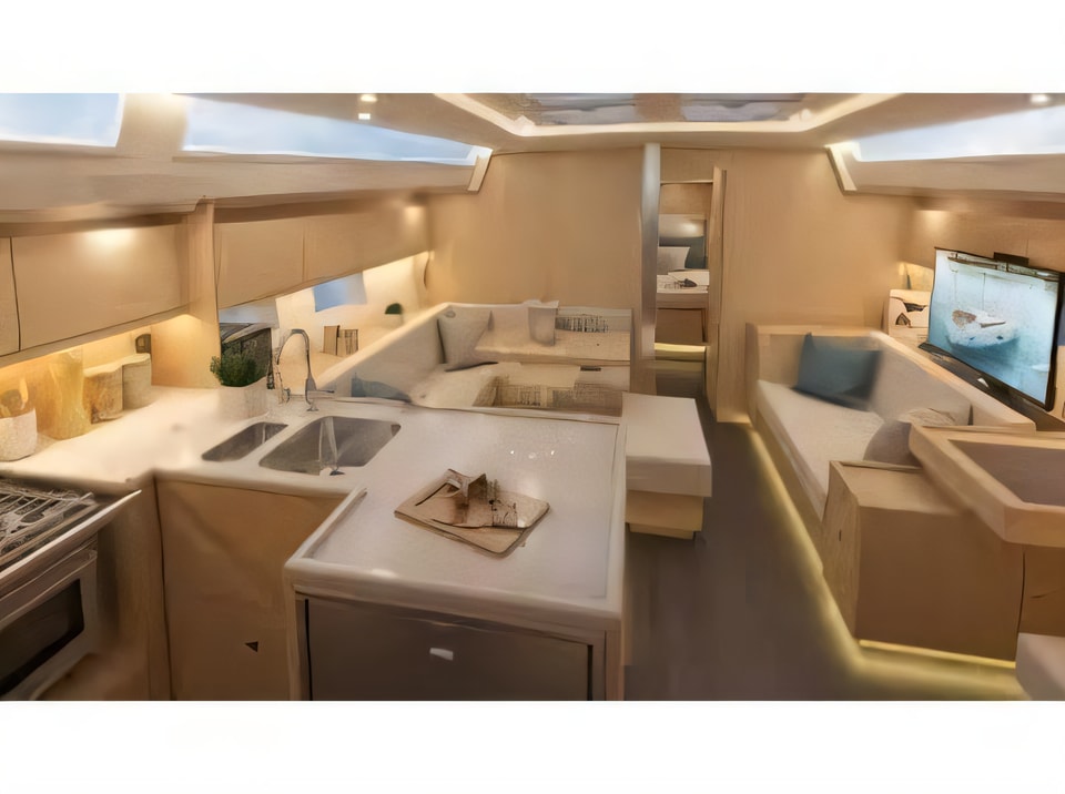 Interior of Bavaria C50 Style - AC + GEN sail boat with 3 cabins Croatia yacht charter