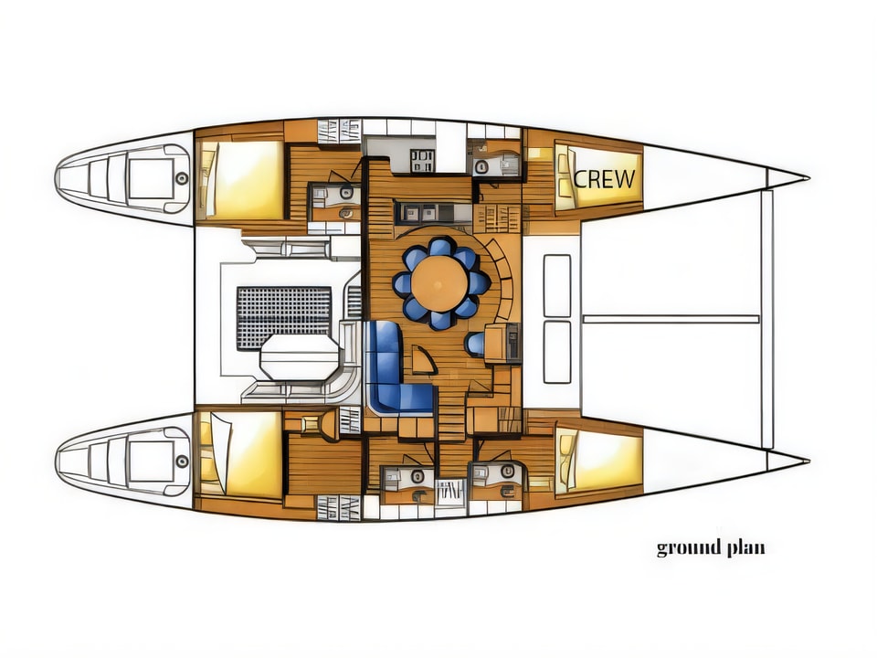 Lagoon 570 Mala yacht layout 3 cabins Croatia charter