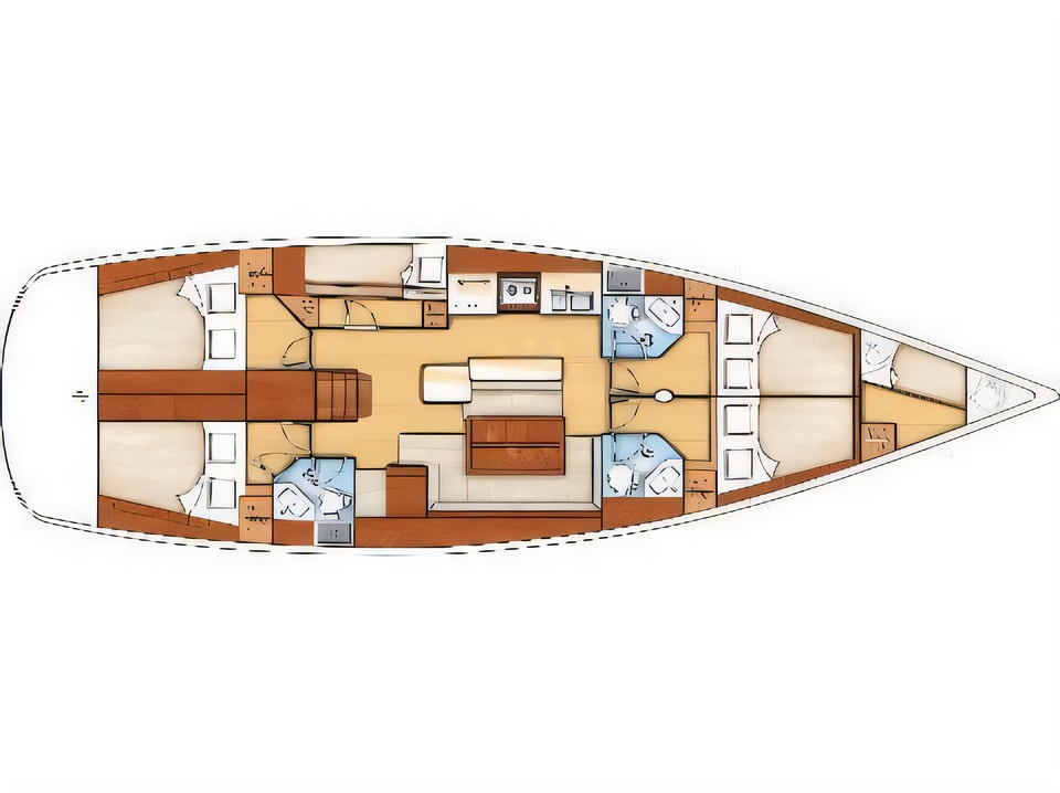 Oceanis 50 Family yacht layout 5 cabins Croatia charter
