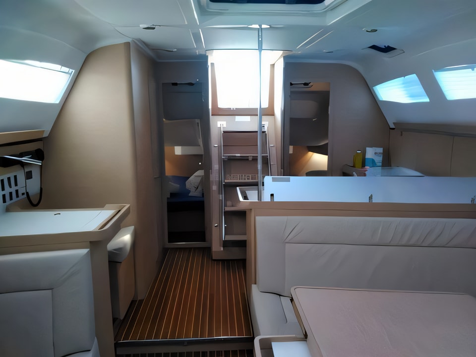 Interior of Elan Impression 45 sail boat with 4 cabins Croatia yacht charter