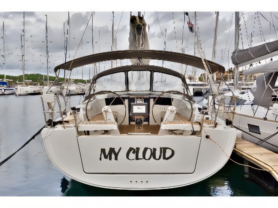 Exterior overview of Hanse 418 sail boat for charter from Sibenik Marina Mandalina in the Sibenik sailing area Croatia