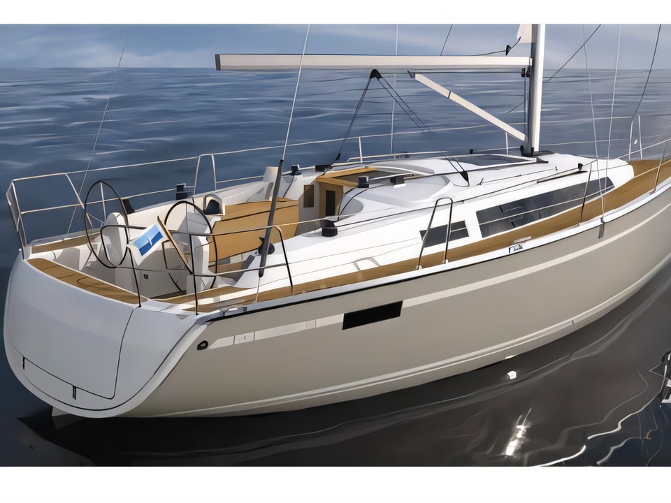 Exterior overview of Bavaria Cruiser 34 Style sail boat for charter from Zadar Marina in the Kornati sailing area Croatia