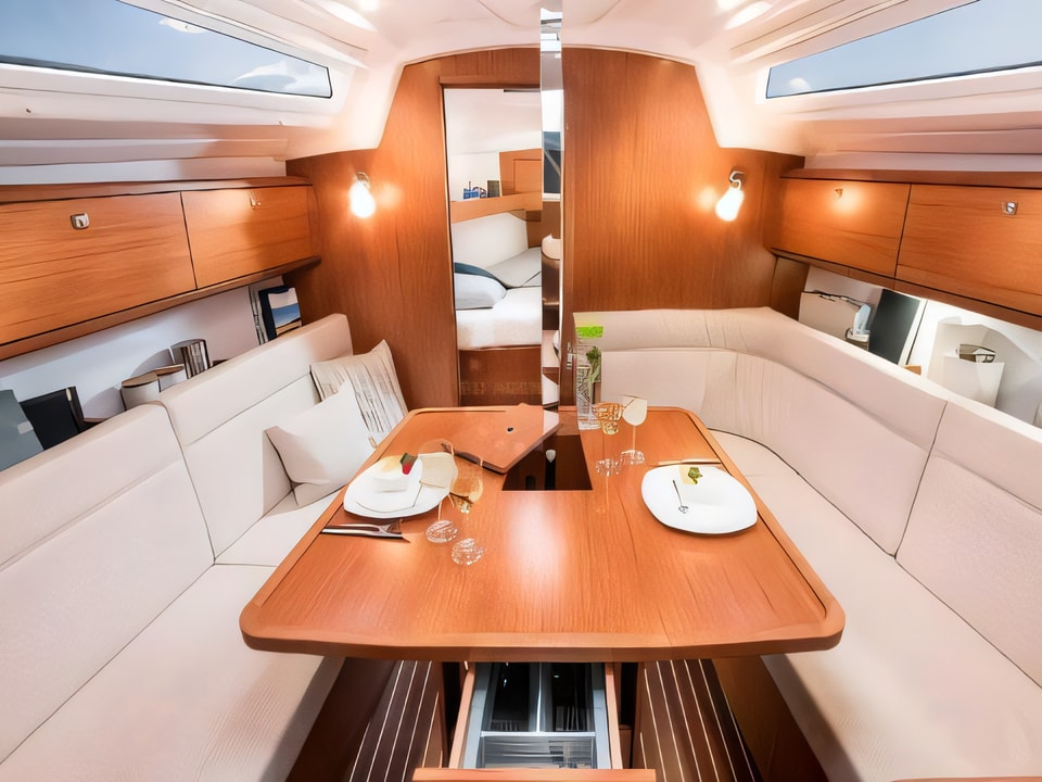 Interior of Bavaria Cruiser 34 Style sail boat with 2 cabins Croatia yacht charter
