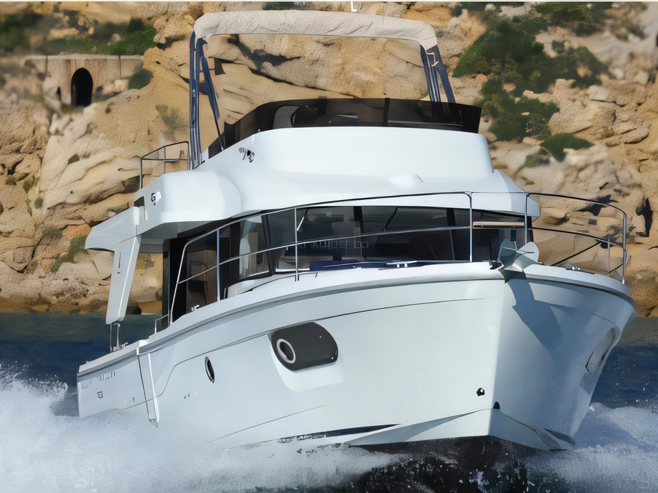 Exterior overview of Swift Trawler 35 motor boat for charter from Pula Tehnomont Marina Veruda in the Istria / Kvarner sailing area Croatia