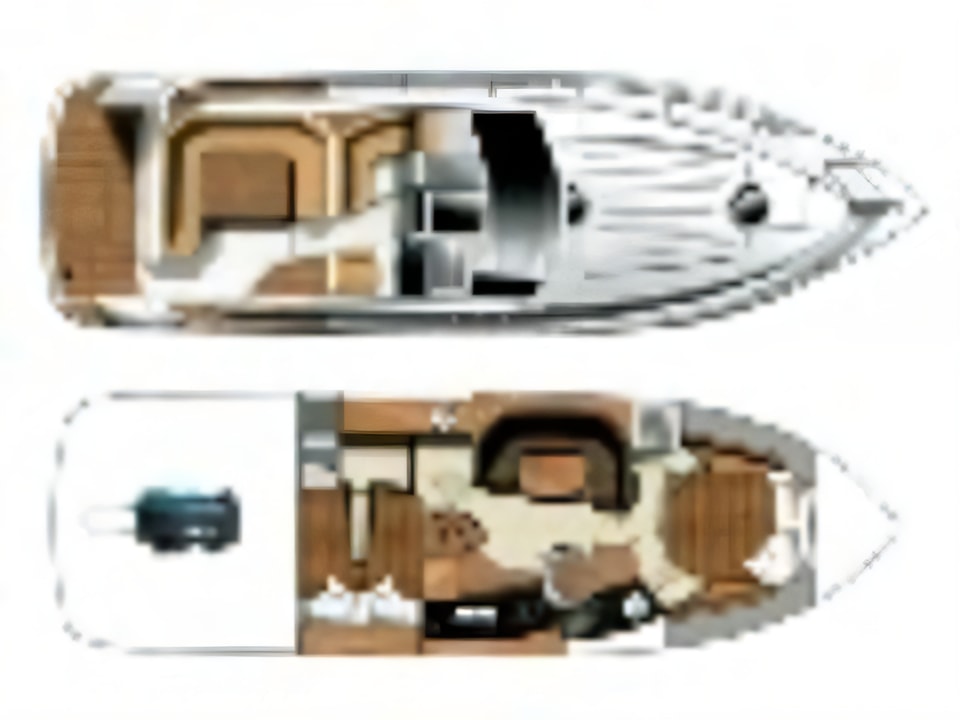 Layout of Mirakul 30 motor boat with 2 cabins Croatia yacht charter