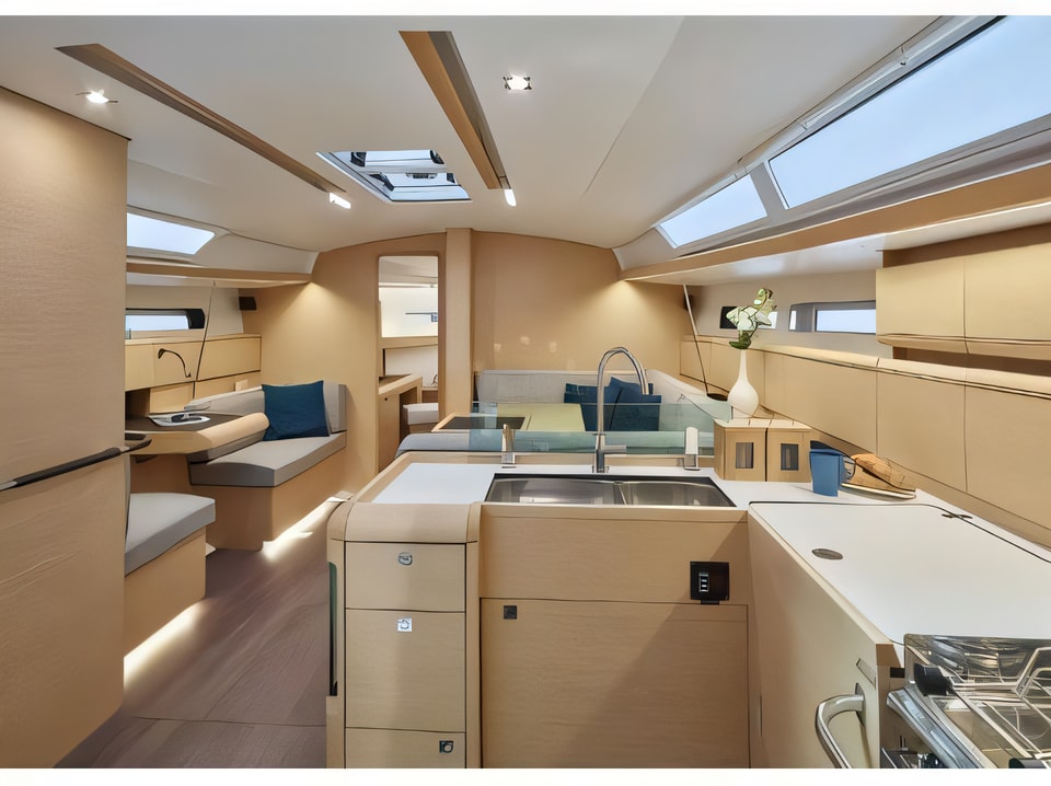Interior of Sun Odyssey 449 sail boat with 4 cabins Croatia yacht charter