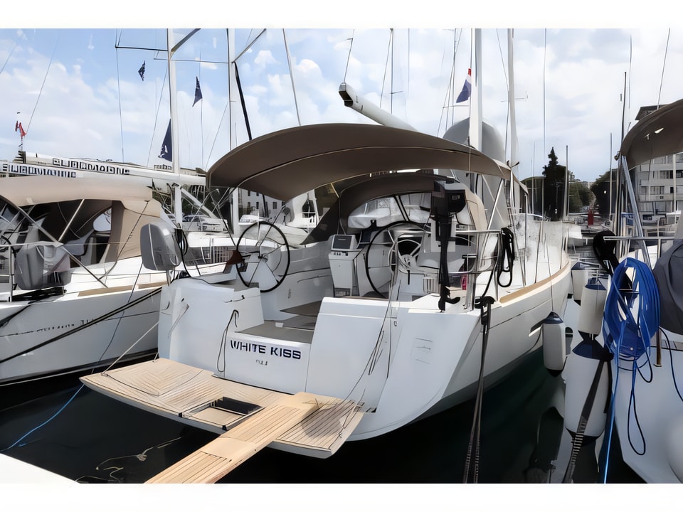 Exterior overview of Sun Odyssey 449 sail boat for charter from Pula ACI Marina in the Istria / Kvarner sailing area Croatia
