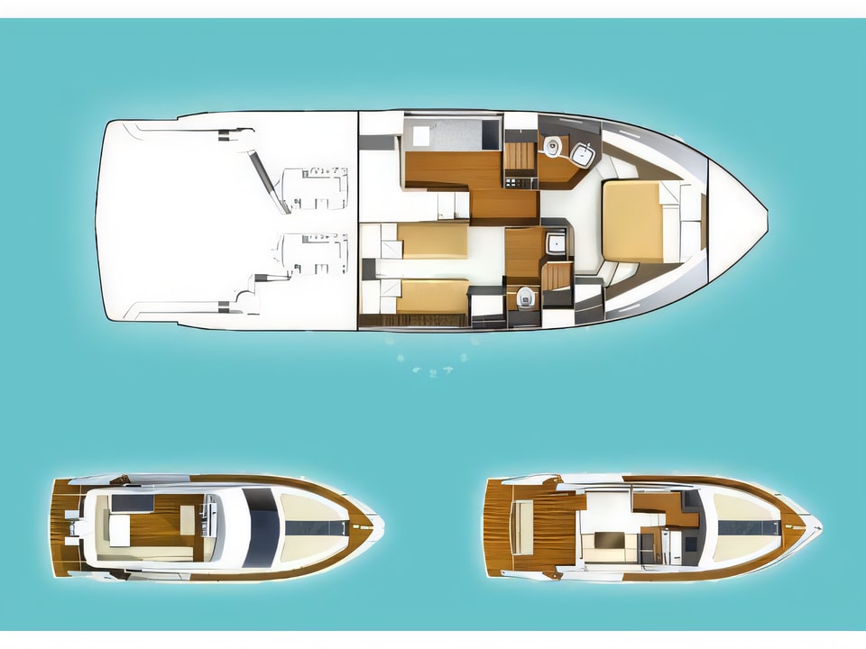 Fairline Squadron 42 yacht layout 2 cabins Croatia charter