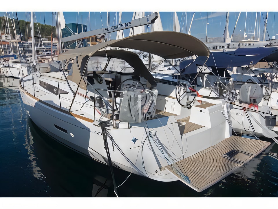Exterior overview of Sun Odyssey 449 sail boat for charter from Split ACI Marina in the Split sailing area Croatia