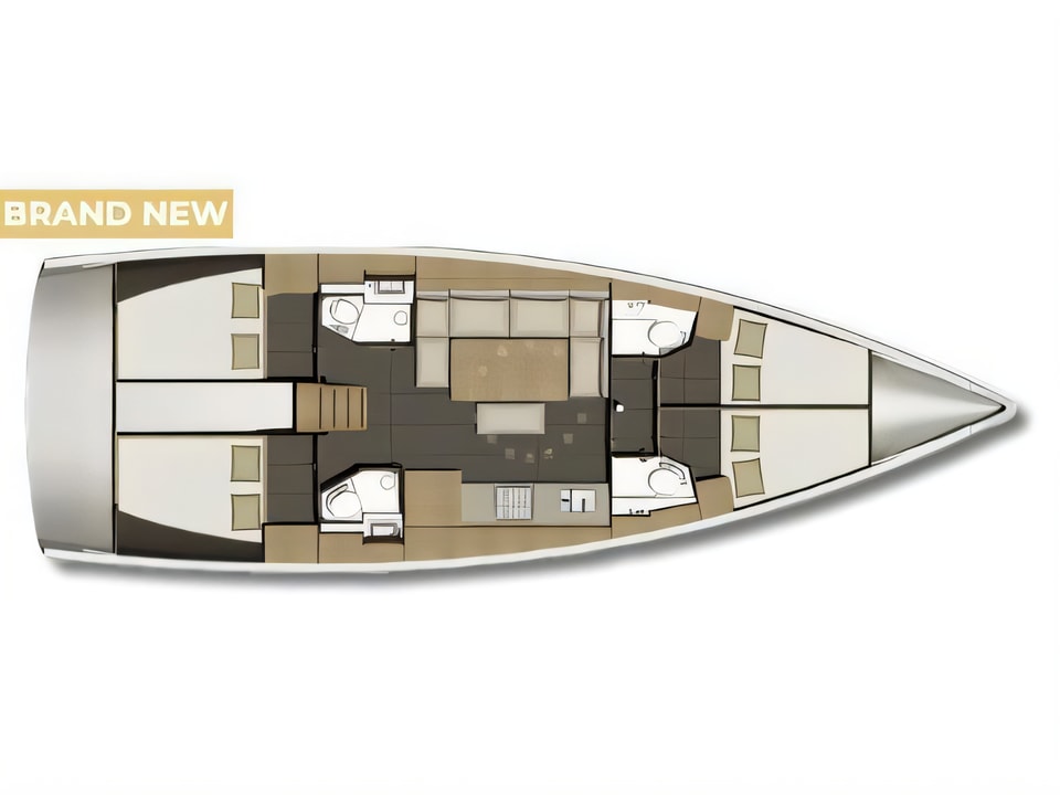 Layout of Dufour 460 Grand Large sail boat with 4 cabins Croatia yacht charter