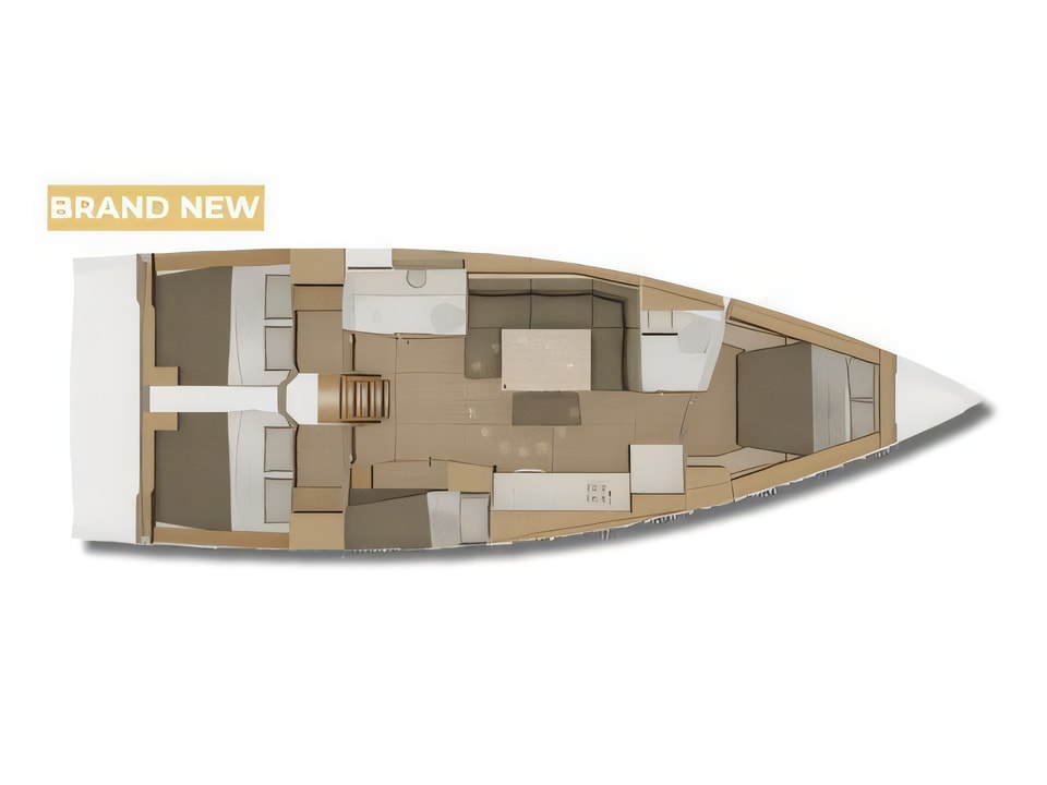 Layout of Dufour 430 Grand Large sail boat with 4 cabins Croatia yacht charter