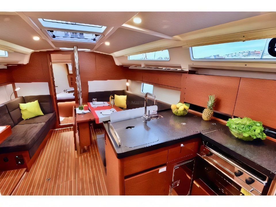 Interior of Hanse 388 sail boat with 3 cabins Croatia yacht charter
