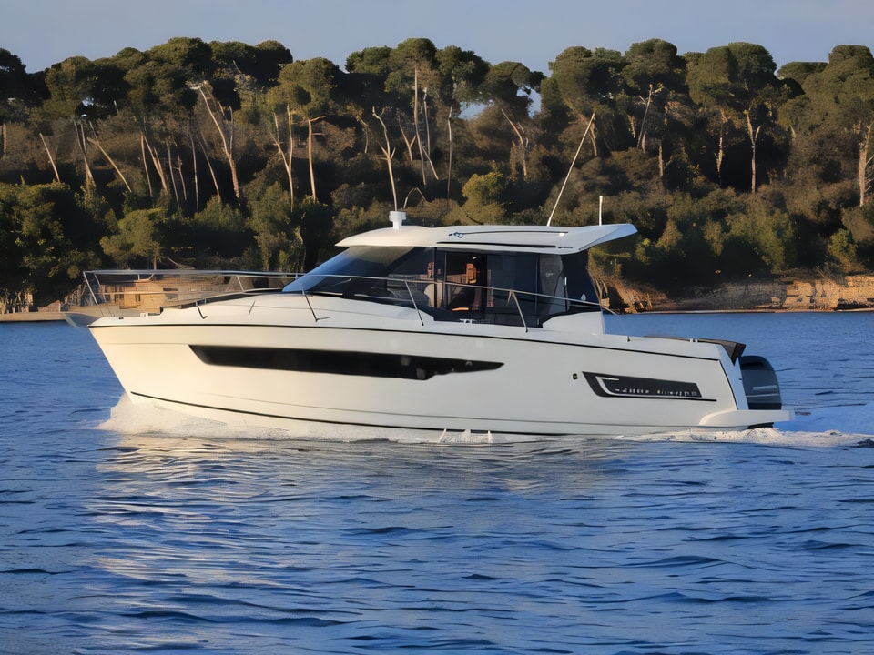 Exterior overview of Merry Fisher 895 motor boat for charter from Sibenik Marina Mandalina in the Sibenik sailing area Croatia