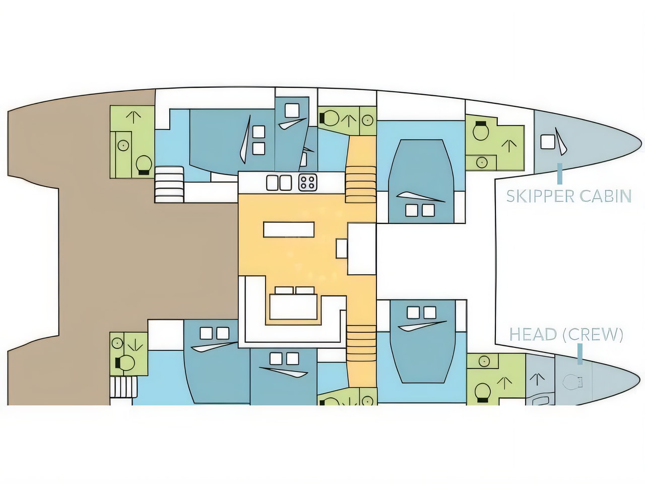 Interior of Lagoon 52F catamaran with 6 cabins Croatia yacht charter