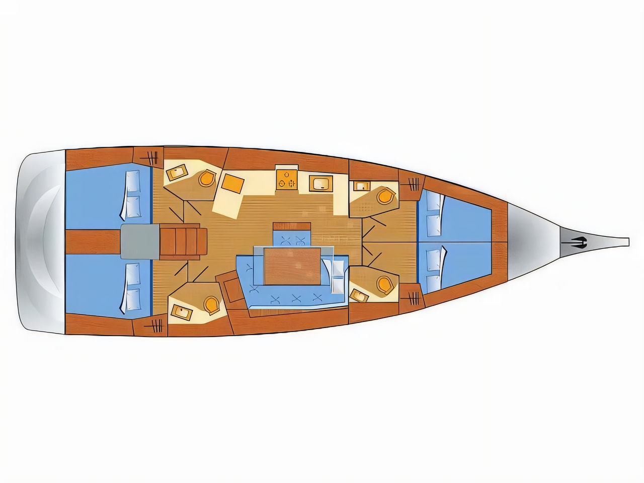 Interior of Oceanis 46.1 sail boat with 4 cabins Croatia yacht charter