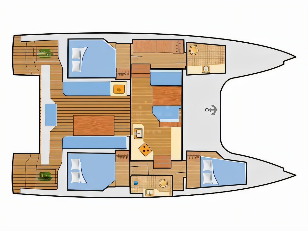 Interior of Nautitech 40.3 catamaran with 3 cabins Croatia yacht charter