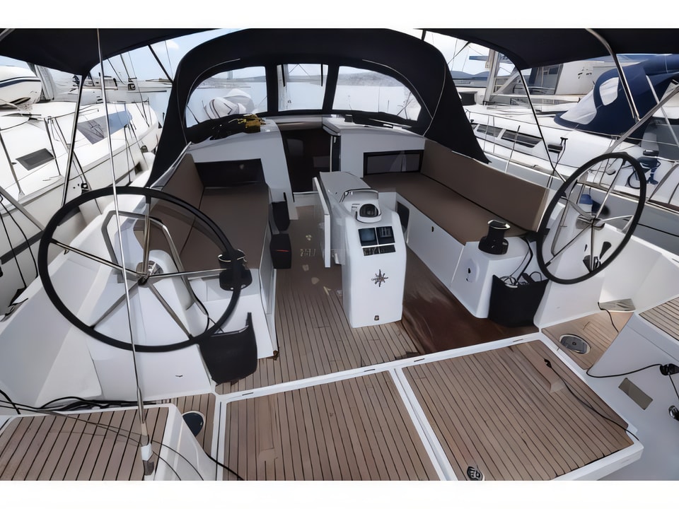 Exterior overview of Sun Odyssey 490 sail boat for charter from Sukosan Marina Dalmacija in the Zadar sailing area Croatia