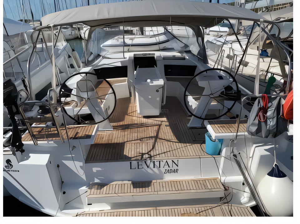 Exterior overview of Oceanis 46.1 sail boat for charter from Sukosan Marina Dalmacija in the Zadar sailing area Croatia